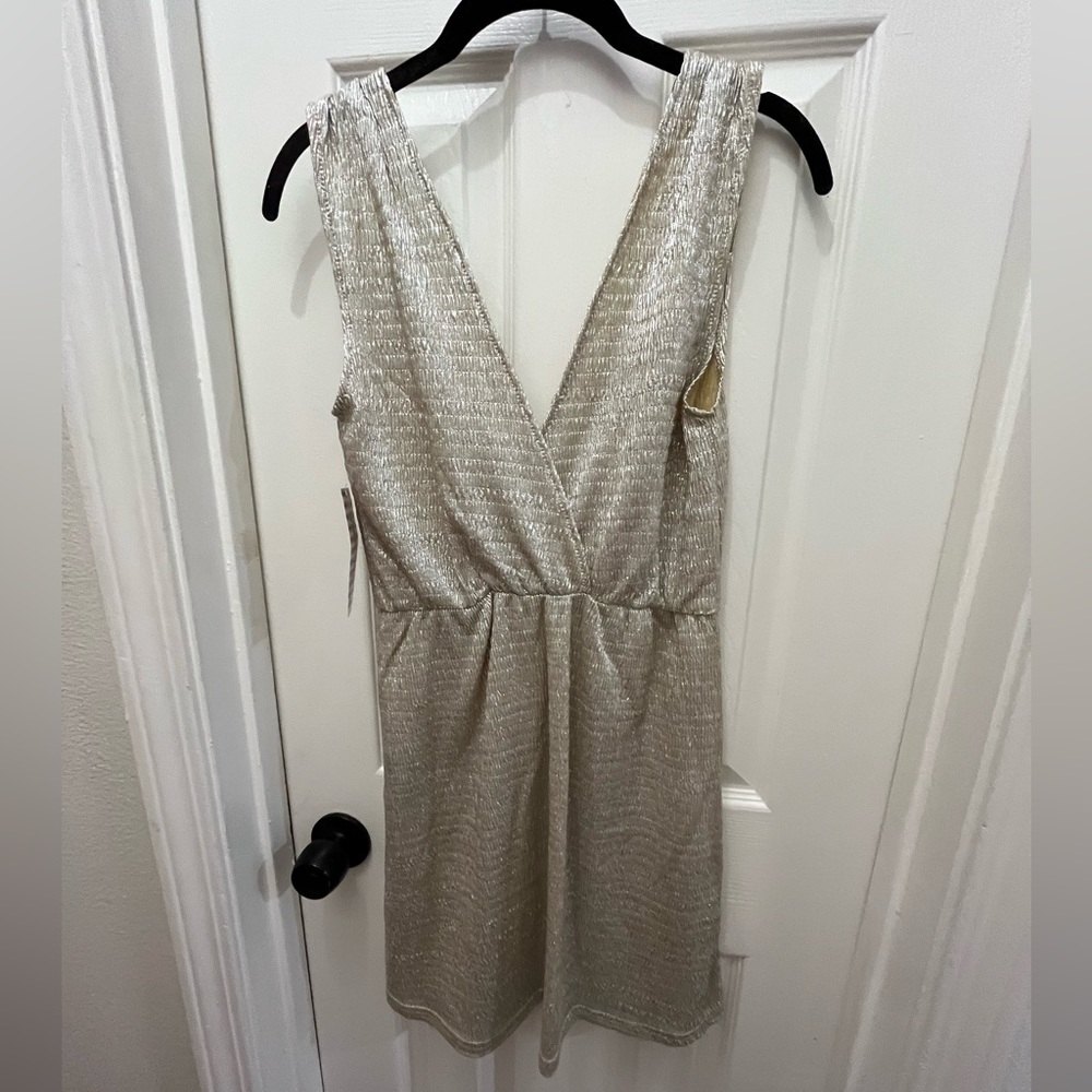 Metallic Champagne Cocktail Dress - Boutique Brand